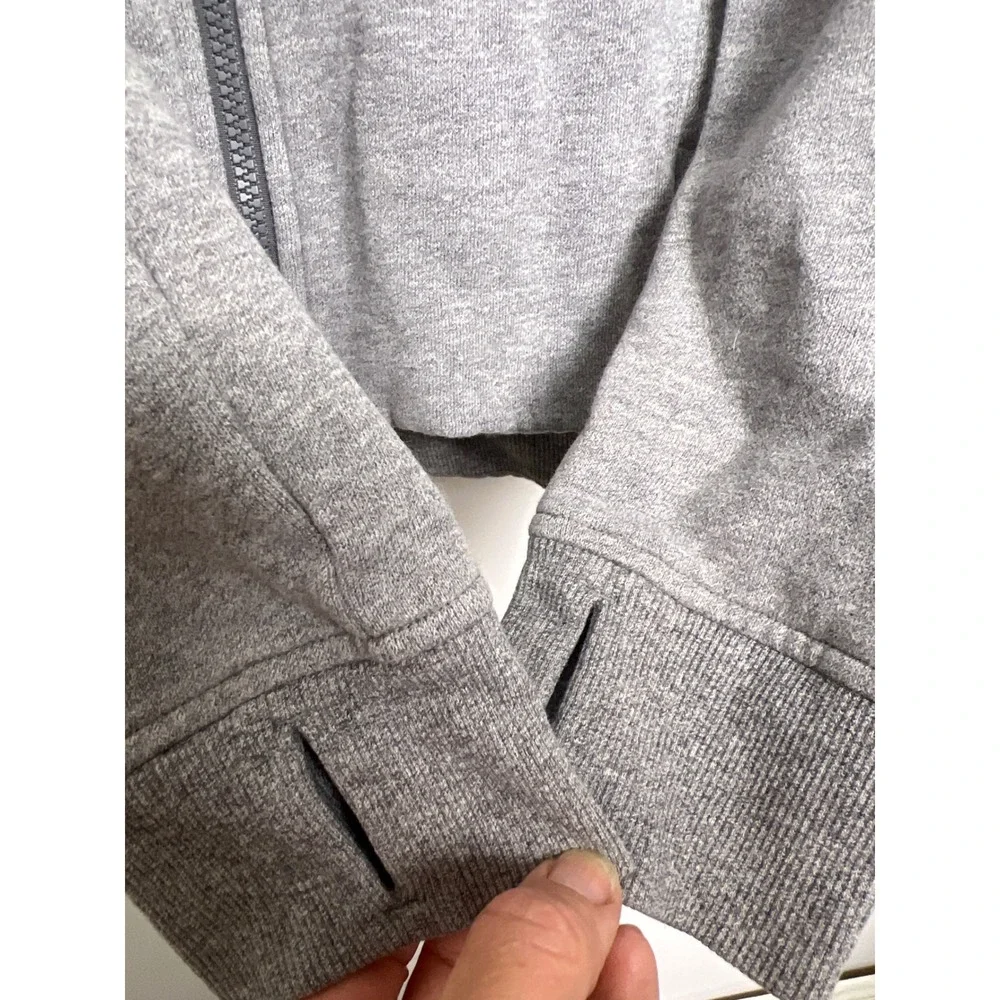 Lululemon Scuba Full Zip Hoodie‎ Heathered Grey Women 6 Thumbholes Fleece Sporty